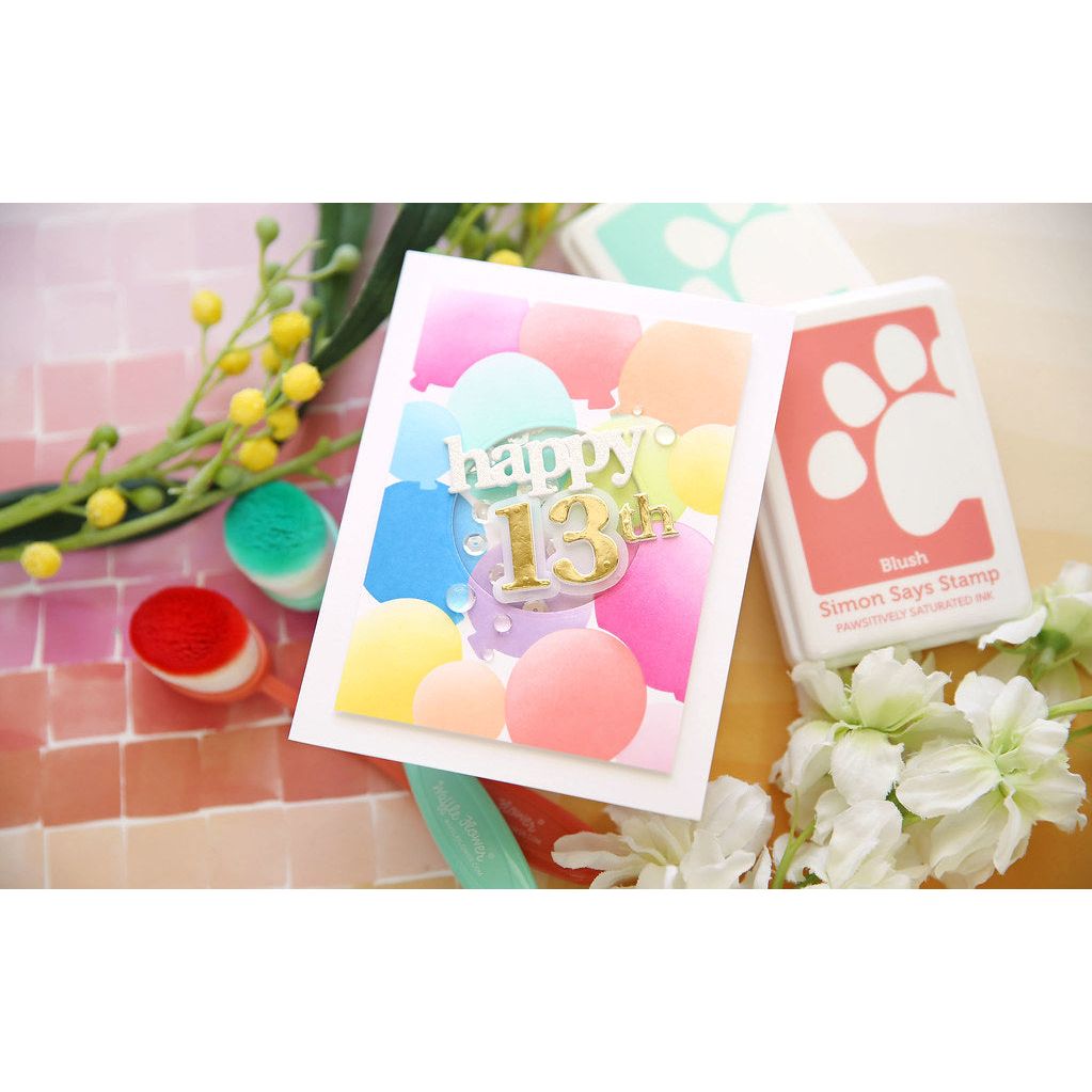 Waffle Flower Balloon Background Stencil Trio 421355 happy 13th | color-code:ALT01