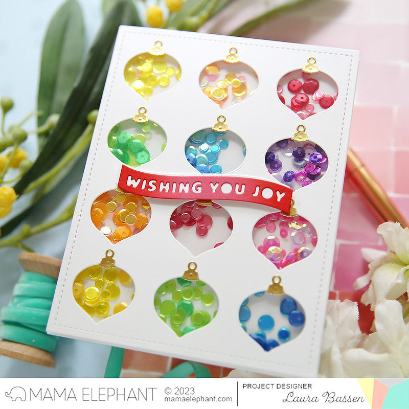 Mama Elephant Ornament Grid Cover Creative Cuts Steel Die wishing you joy