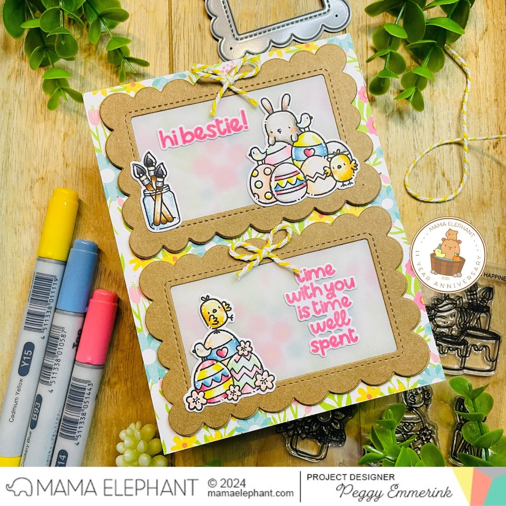 Mama Elephant Clear Stamps Deliver Spring Happiness easter eggs