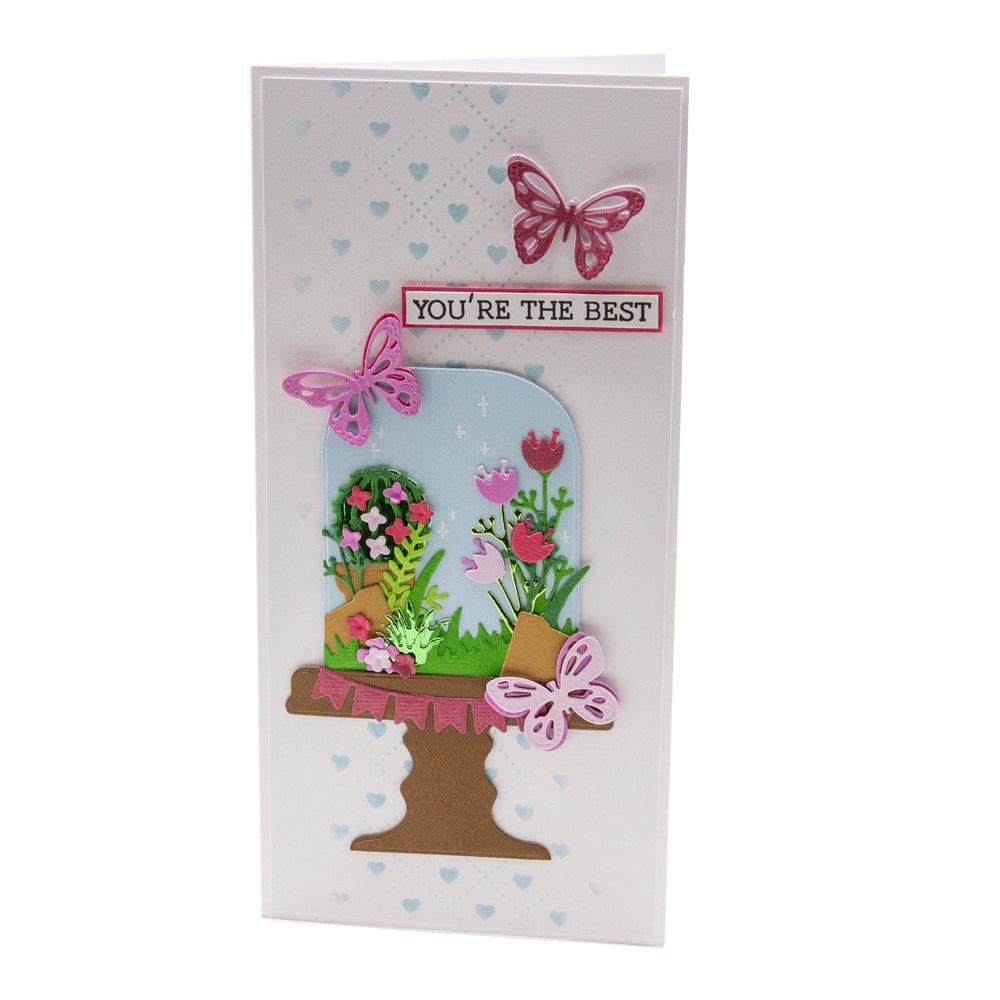 Tonic Bell Jar Die And Stencil Set 5413e cactus flowers and butterflies stand