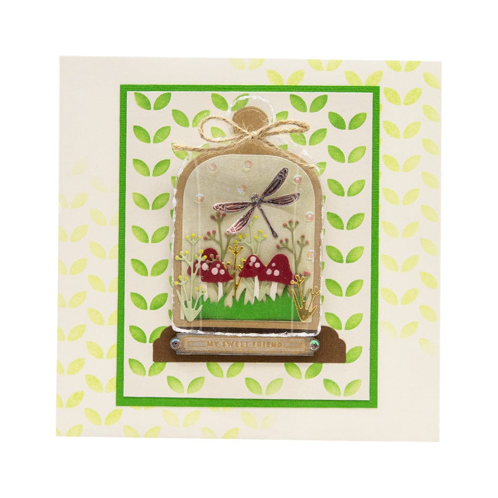 Tonic Bell Jar Die And Stencil Set 5413e mushrooms and dragonfly