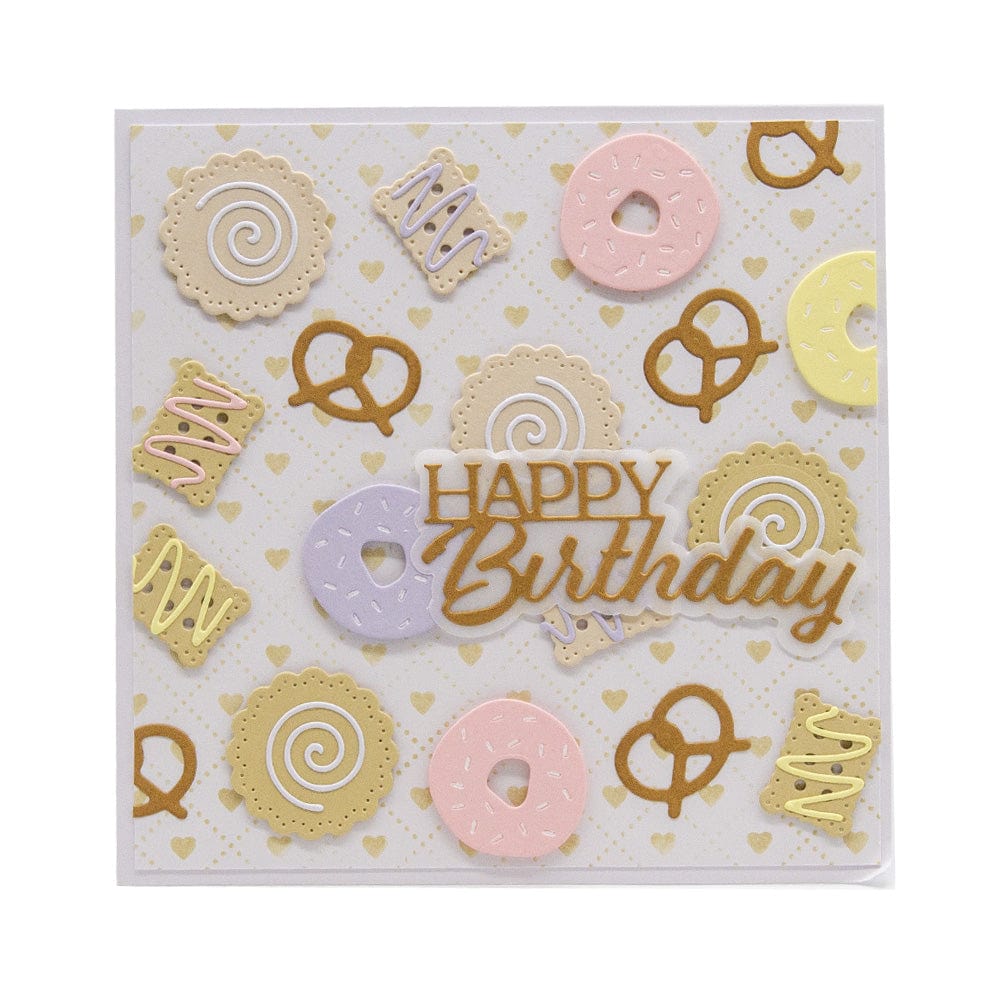 Tonic Bell Jar Die And Stencil Set 5413e pretzels donuts cookies and pastries card