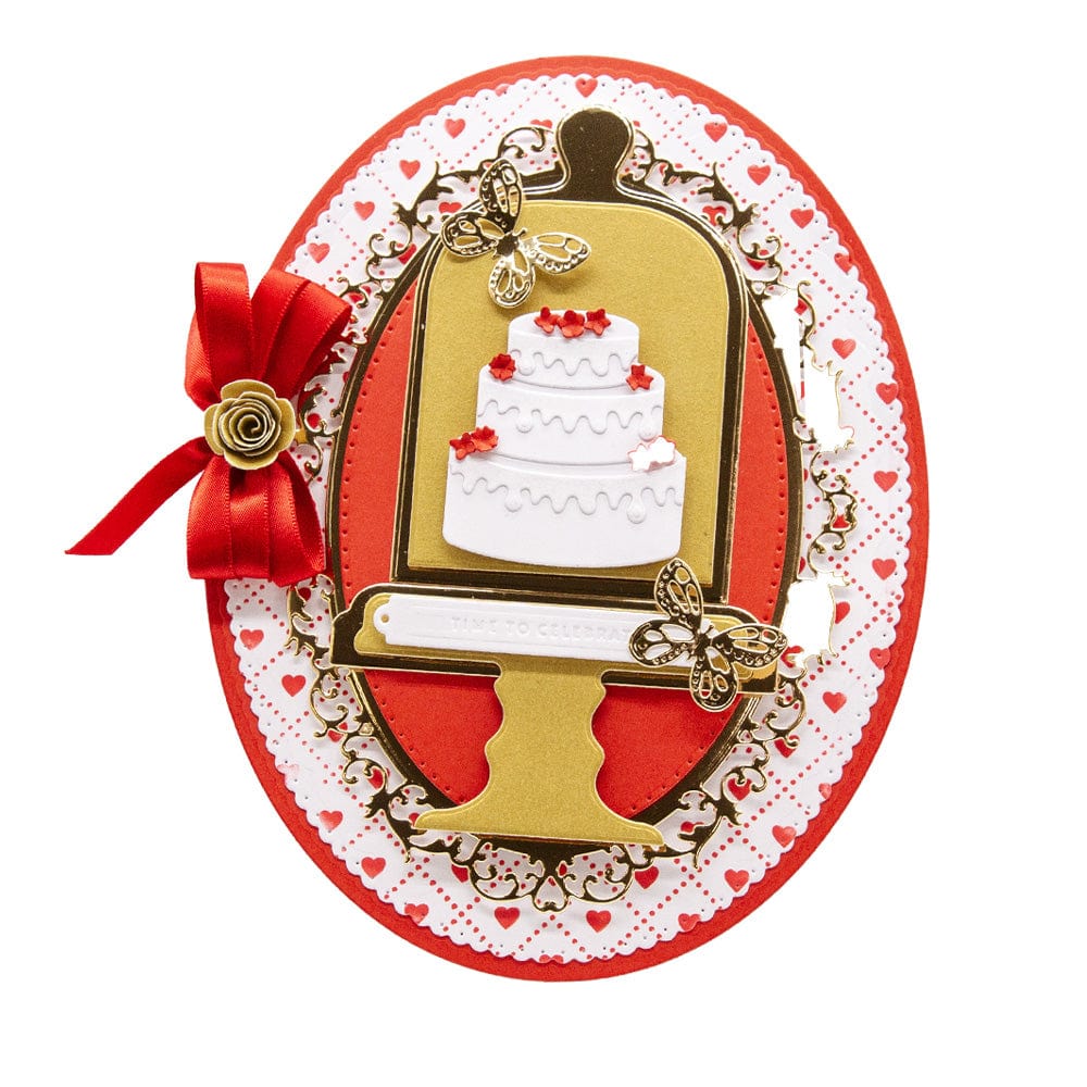 Tonic Bell Jar Die And Stencil Set 5413e cake and butterflies card