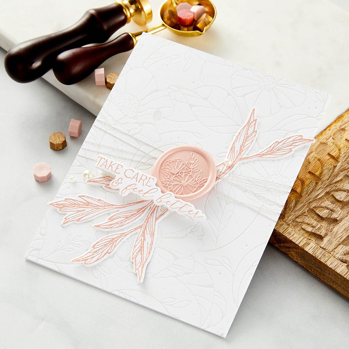 ws-103 Spellbinders Timeless Blooms Wax Seal Stamp feel better