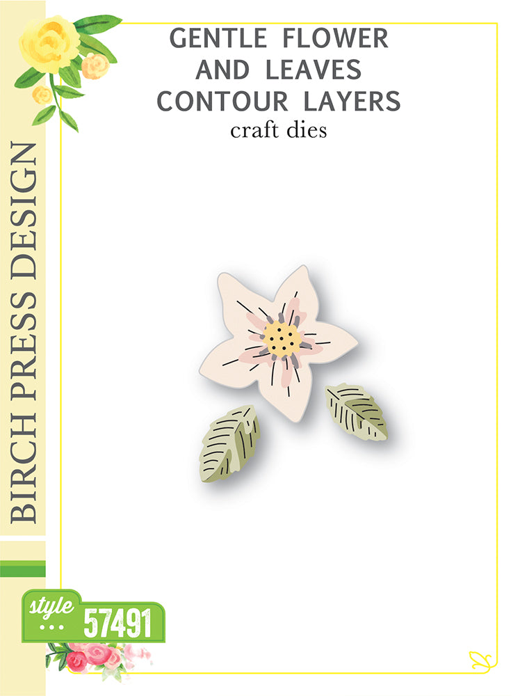 Birch Press Design Gentle Flower and Leaves Contour Layers Dies 57491
