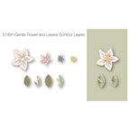 Birch Press Design Gentle Flower and Leaves Contour Layers Dies 57491 line art