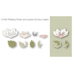 Birch Press Design Peeking Flower and Leaves Contour Layers Dies 57494 line art