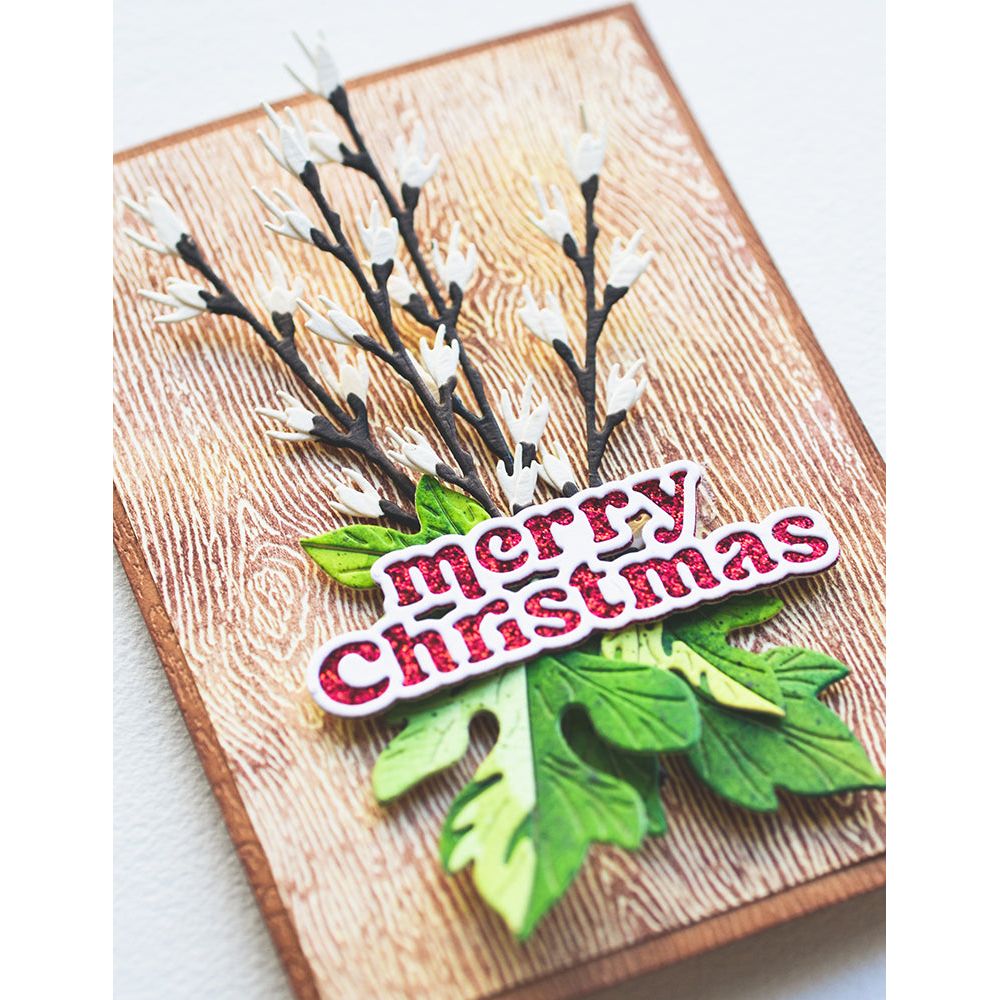 Birch Press Design Forest Leaf and Berries Contour Layers Dies 57514 merry christmas