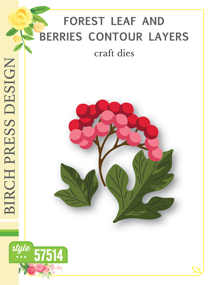 Birch Press Design Forest Leaf and Berries Contour Layers Dies 57514