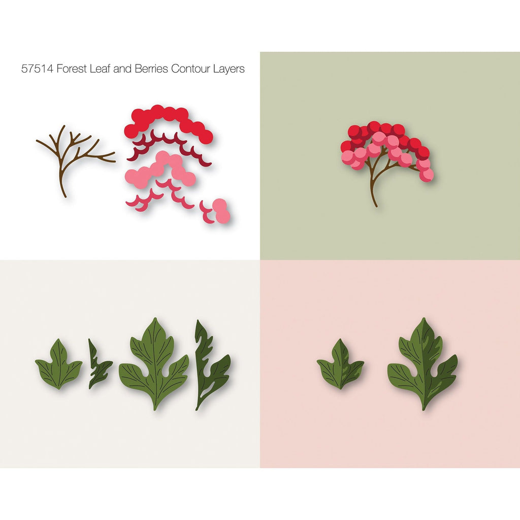 Birch Press Design Forest Leaf and Berries Contour Layers Dies 57514 detail