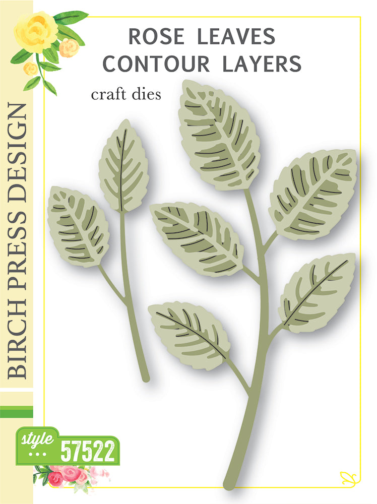 Birch Press Design Rose Leaves Contour Layers Dies 57522