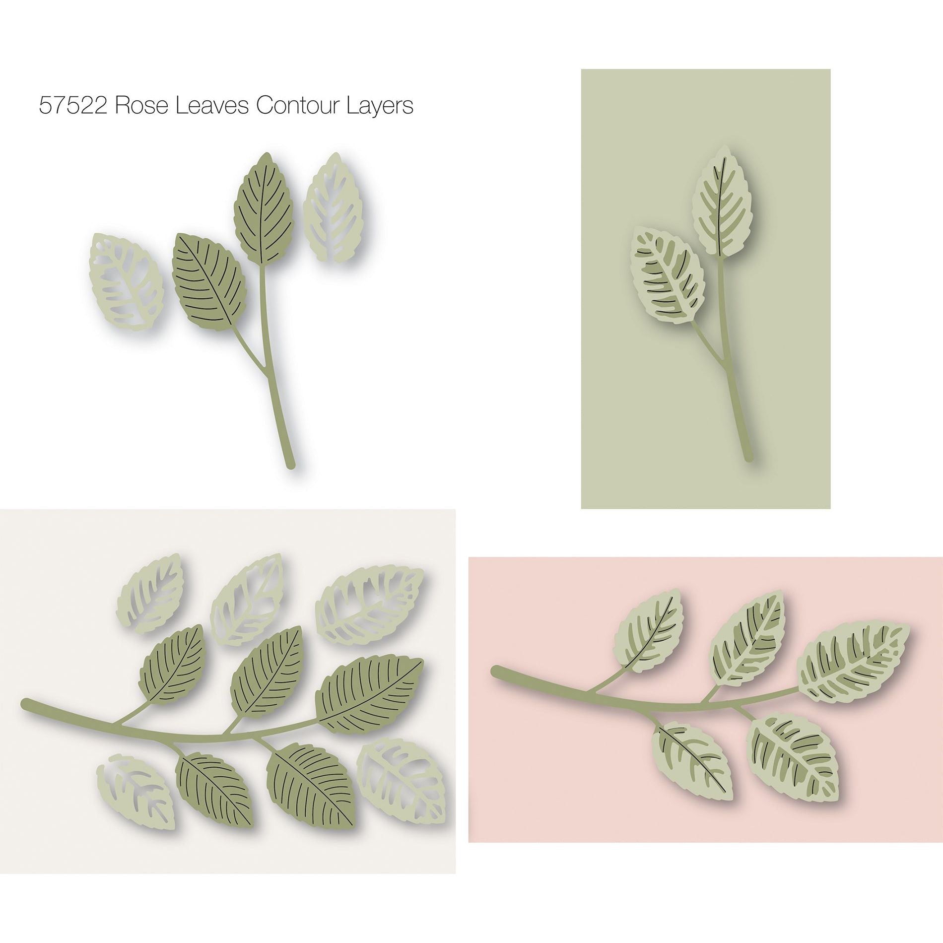 Birch Press Design Rose Leaves Contour Layers Dies 57522 line art