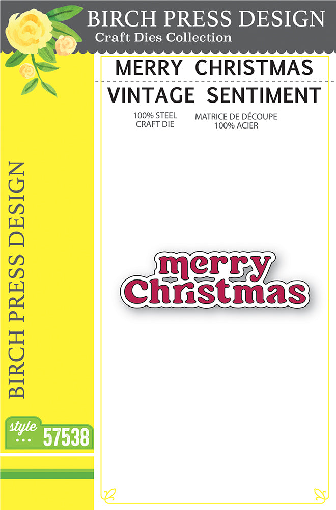 Birch Press Design Merry Christmas Vintage Sentiment Dies 57538