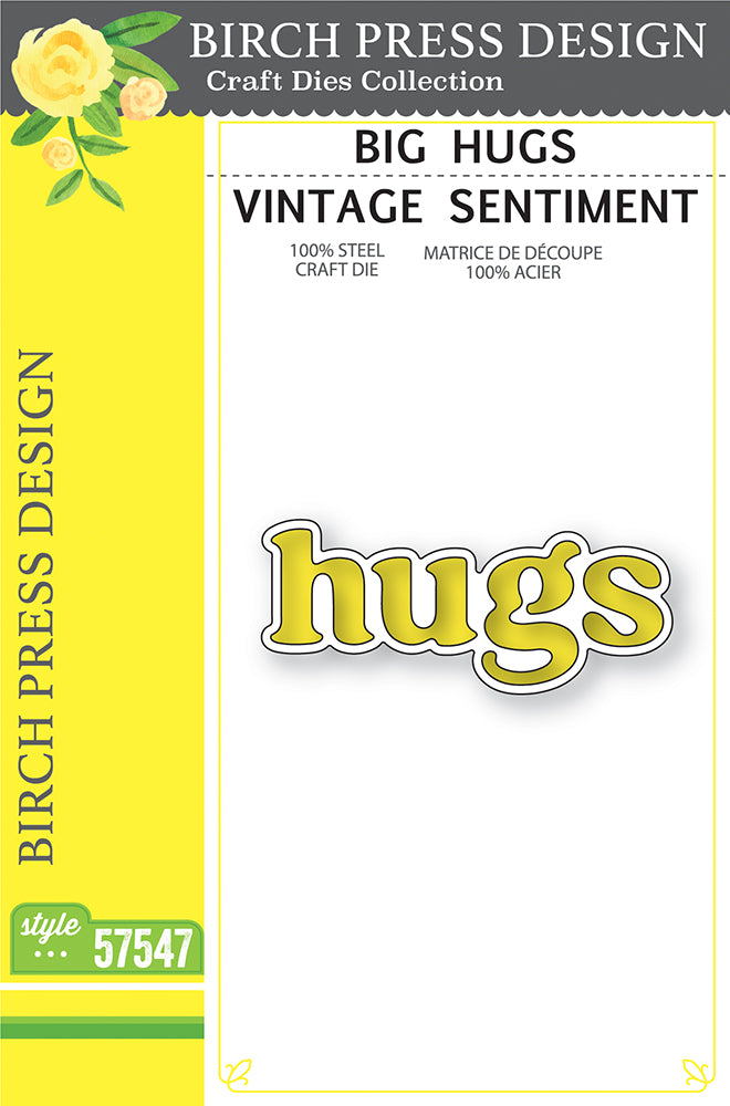 Birch Press Design Big Hugs Vintage Sentiment Dies 57547