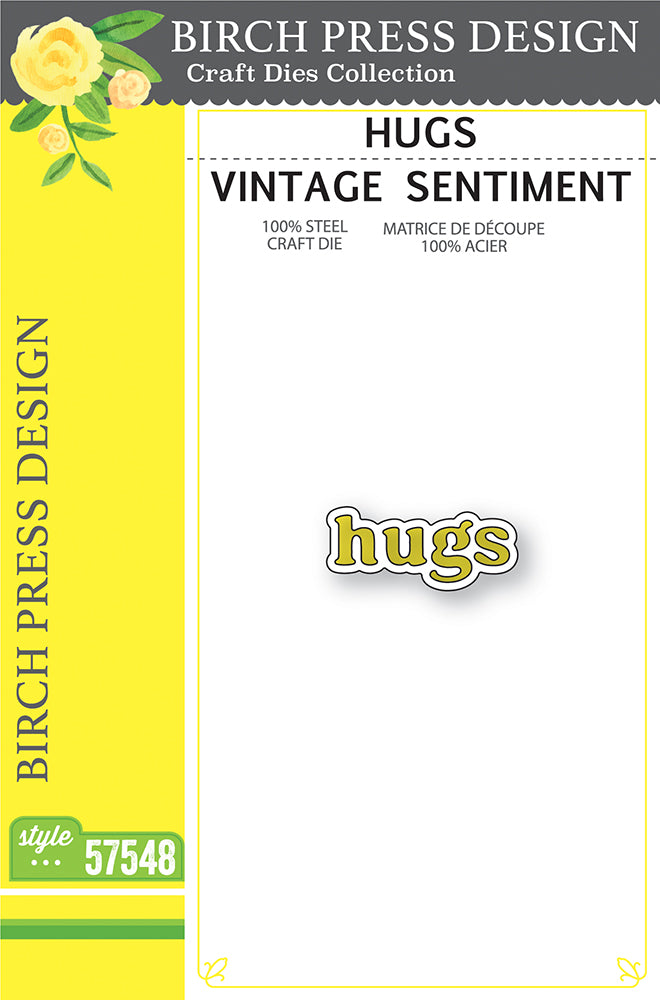 Birch Press Design Hugs Vintage Sentiment Dies 57548