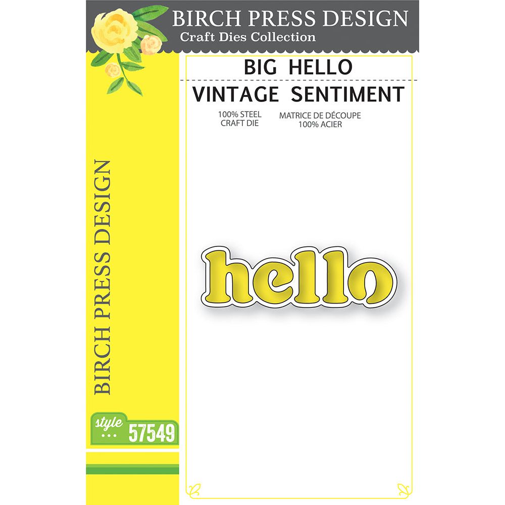 Birch Press Design Big Hello Vintage Sentiment Dies 57549