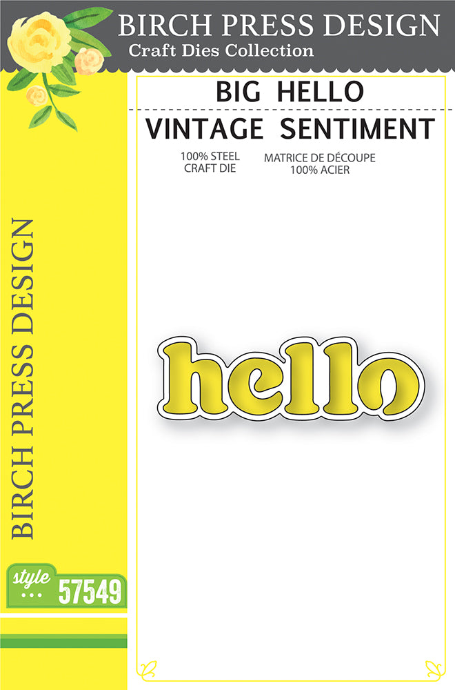 Birch Press Design Big Hello Vintage Sentiment Dies 57549