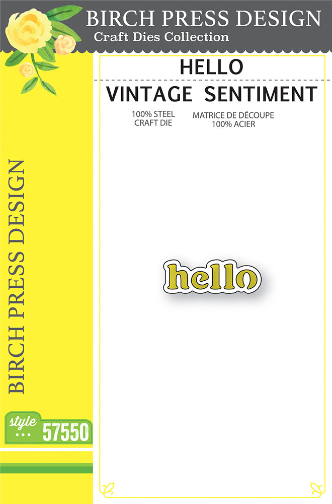 Birch Press Design Hello Vintage Sentiment Dies 57550