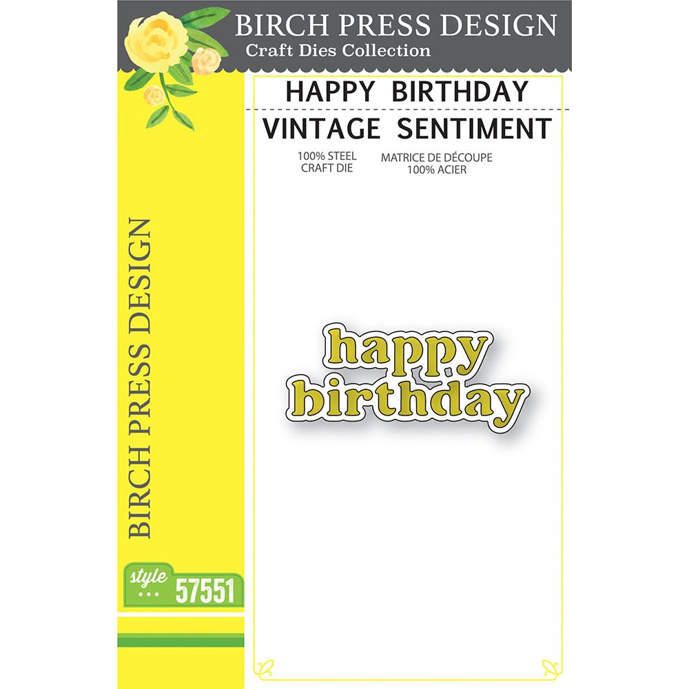 Birch Press Design Happy Birthday Vintage Sentiment Dies 57551