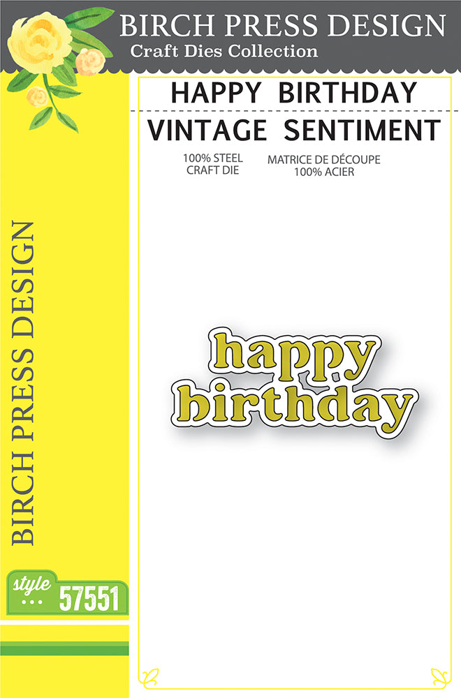 Birch Press Design Happy Birthday Vintage Sentiment Dies 57551
