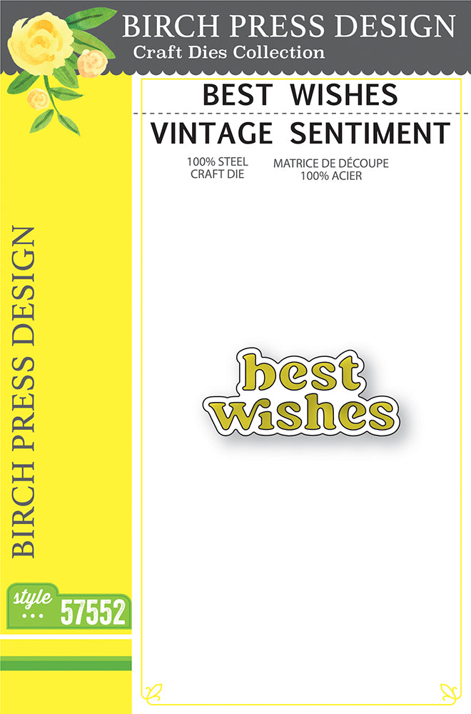 Birch Press Design Best Wishes Vintage Sentiment Dies 57552