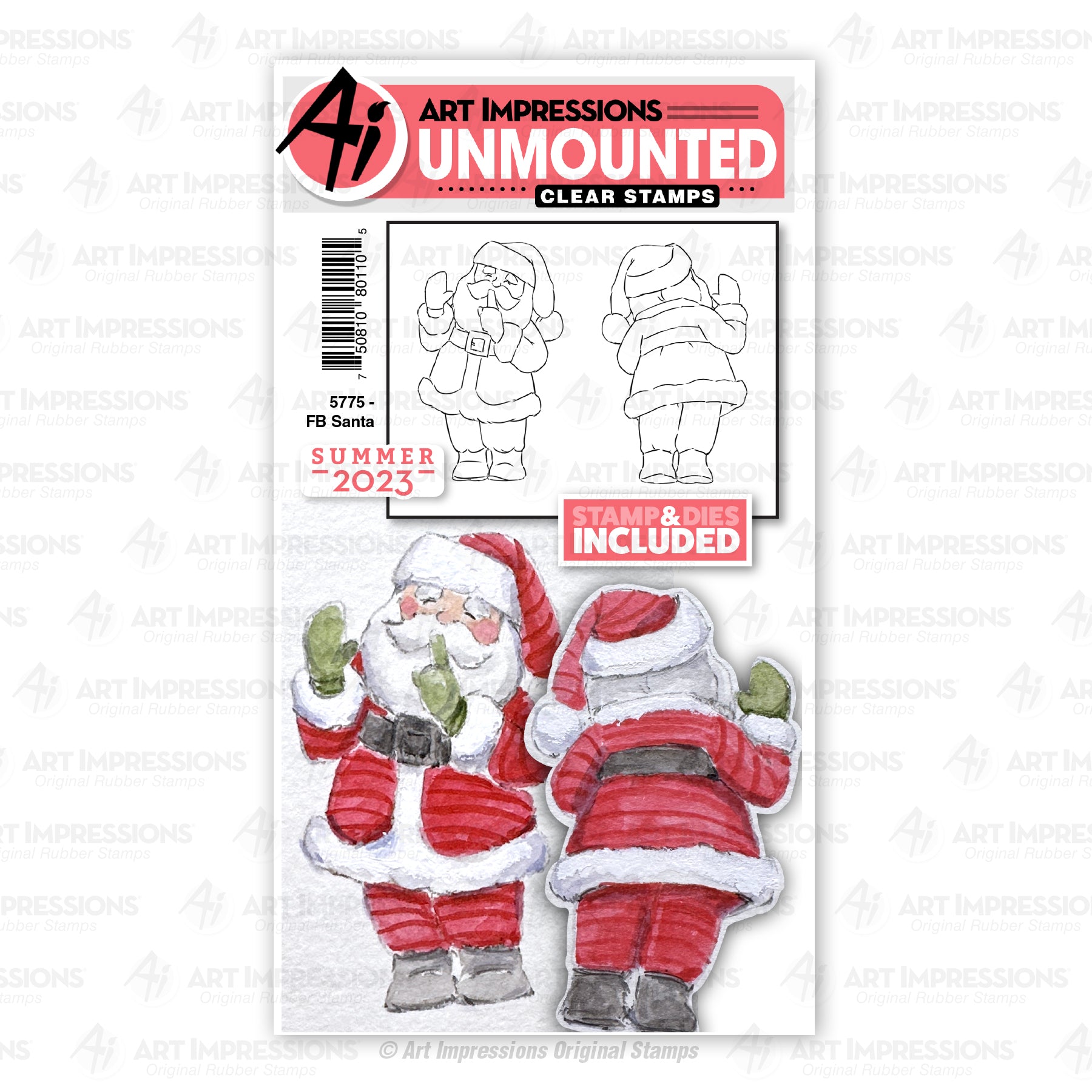 Art Impressions Santa Front and Back Clear Stamp and Die Set 5775
