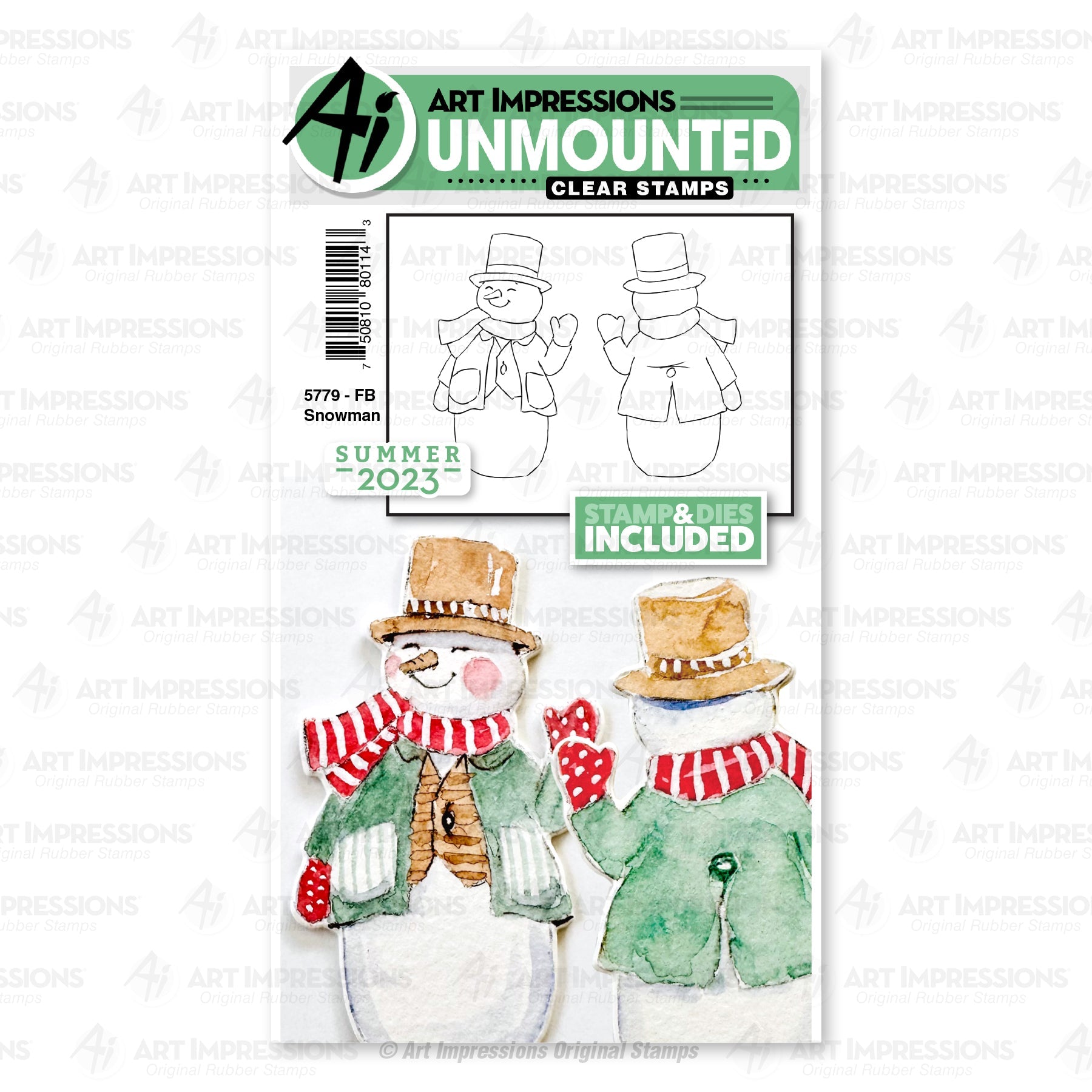 Art Impressions Snowman Front and Back Clear Stamp and Die Set 5779