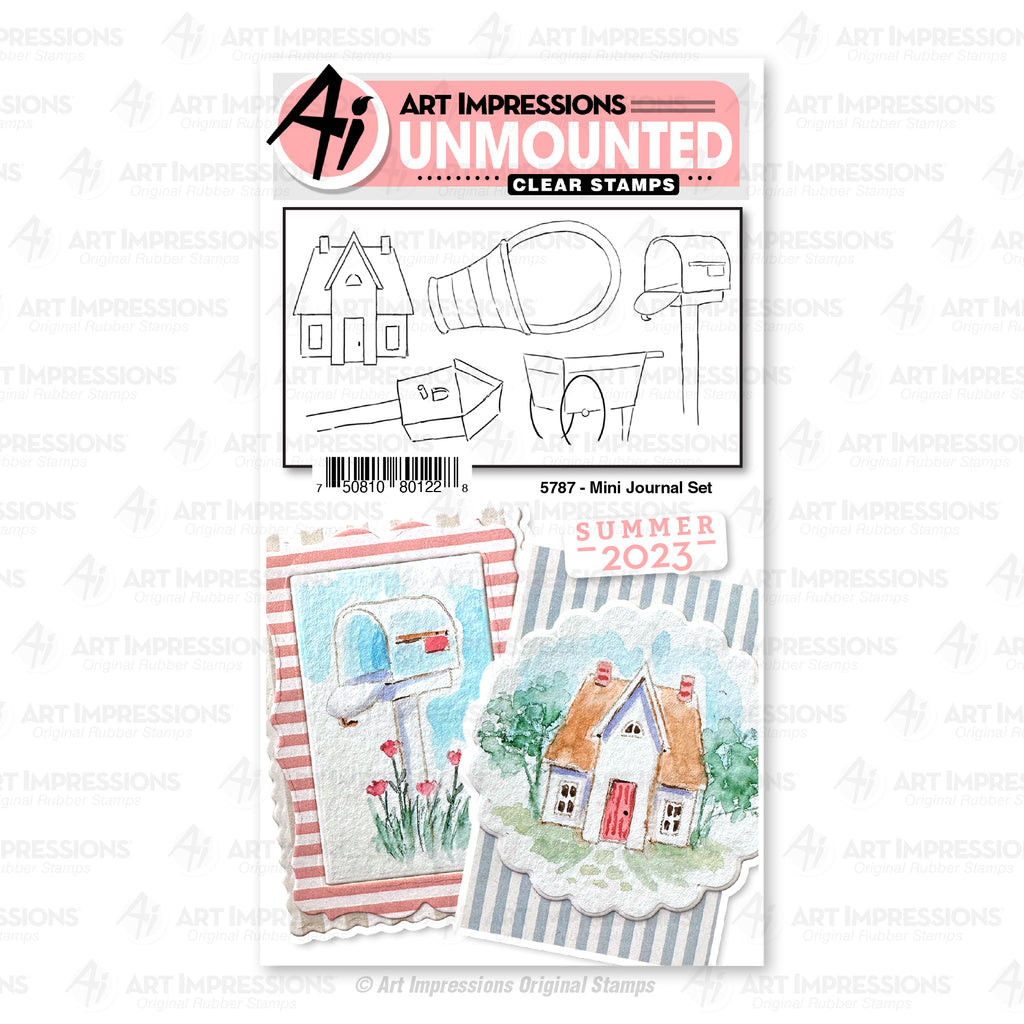 Art Impressions Watercolor Mini Journal Clear Stamps 5787