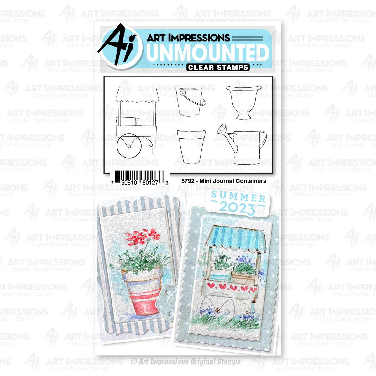 Art Impressions Watercolor Mini Journal Containers Clear Stamps 5792 ...
