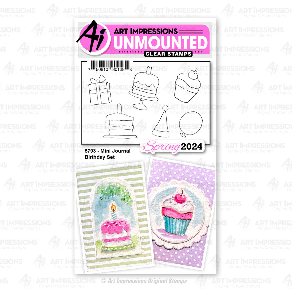 Art Impressions Mini Journal Birthday Clear Stamps 5793