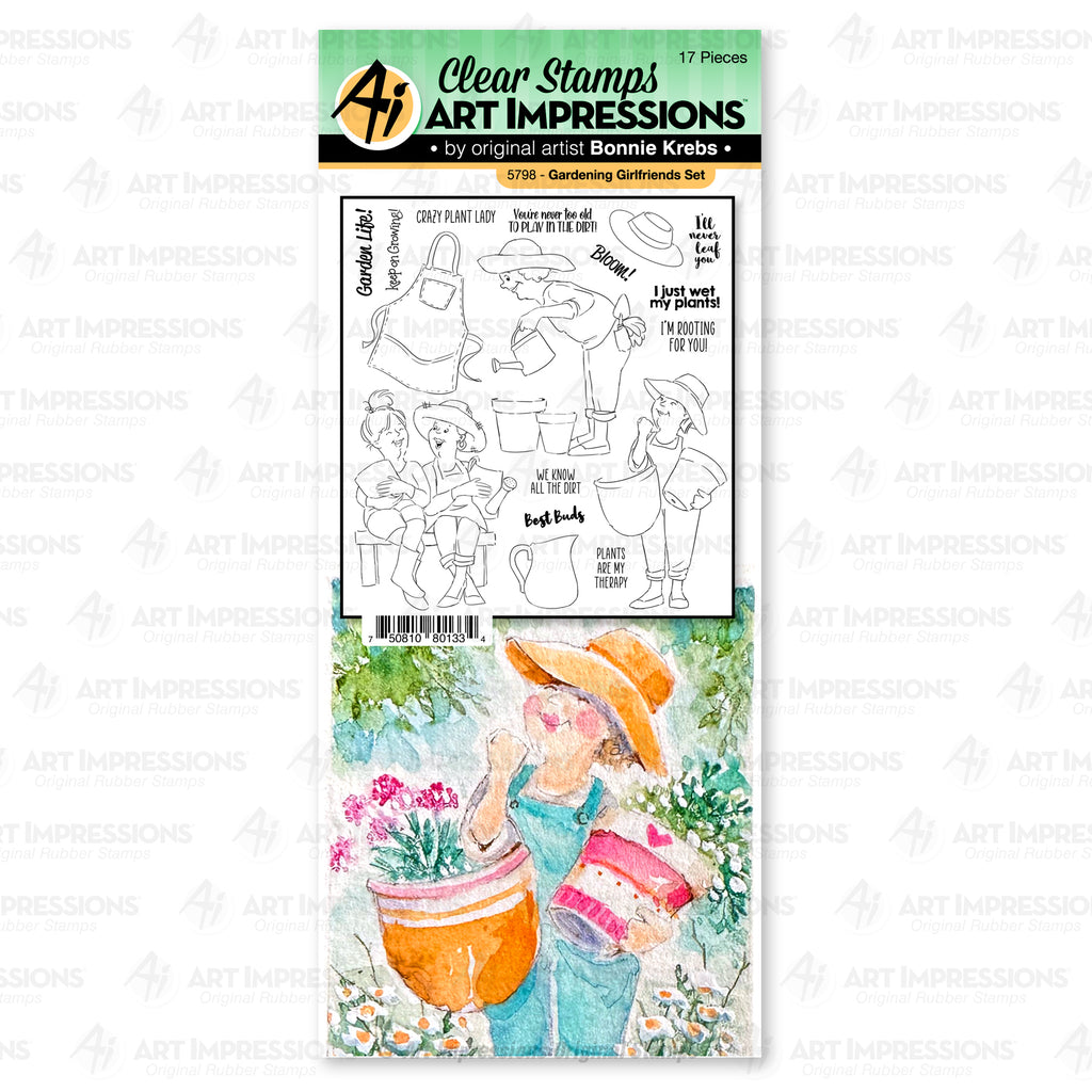 Art Impressions Gardening Girlfriends Clear Stamps 5798