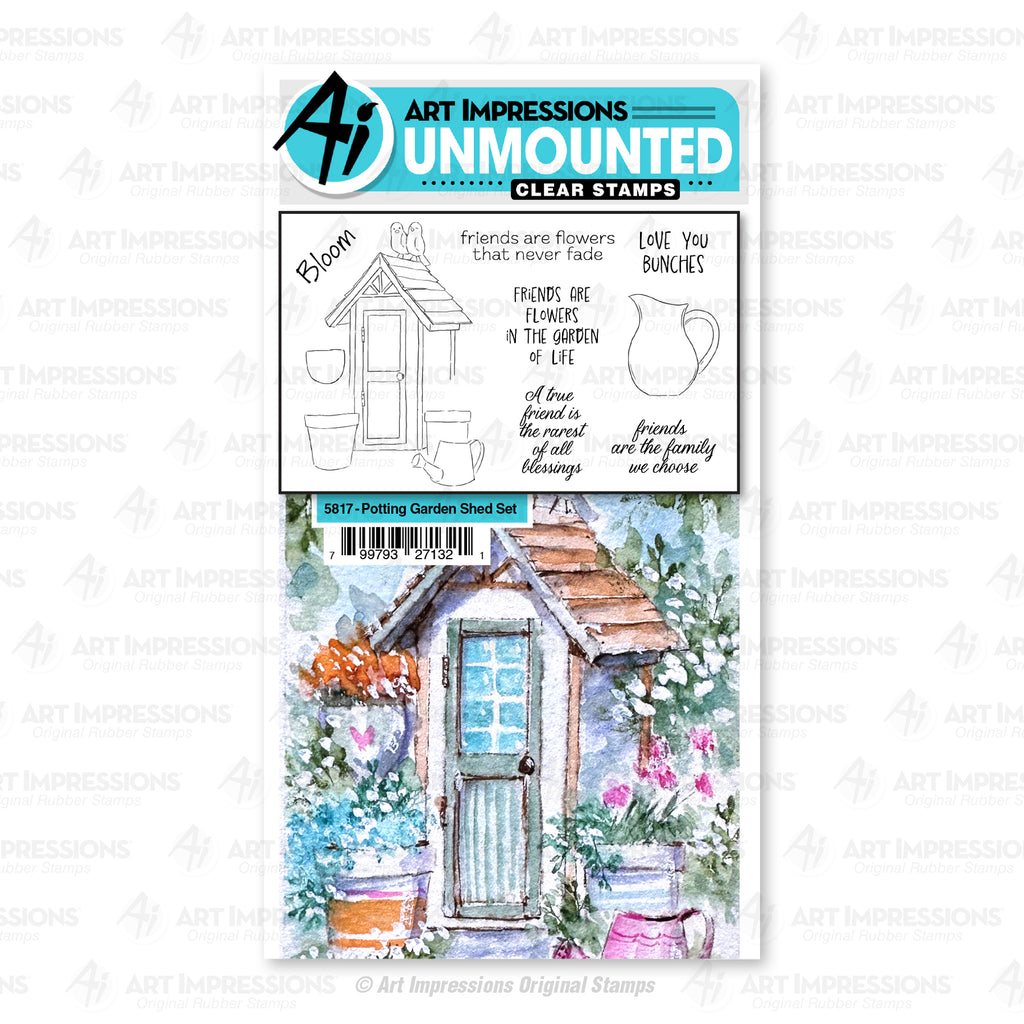 Art Impressions Potting Garden Shed Clear Stamps 5817