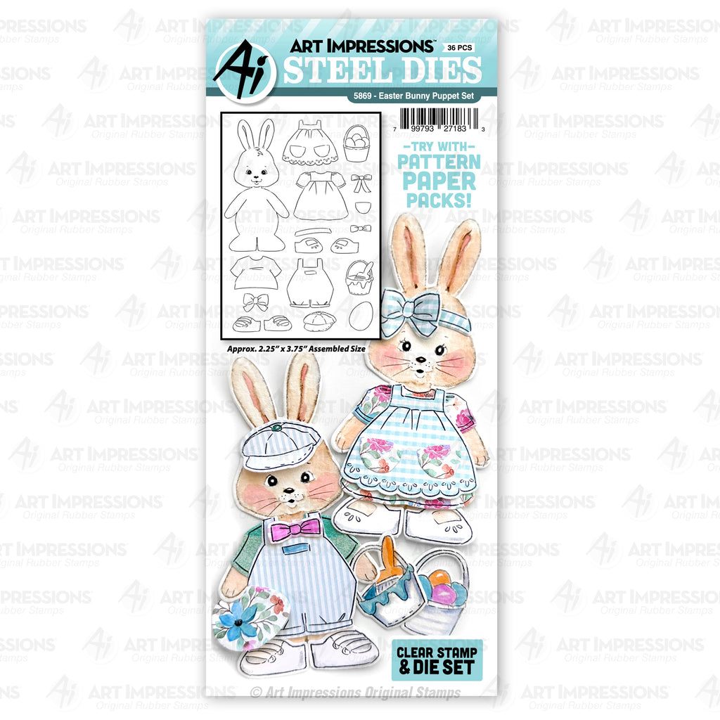 Art Impressions Easter Bunny Puppet Clear Stamps and Dies Set 5869