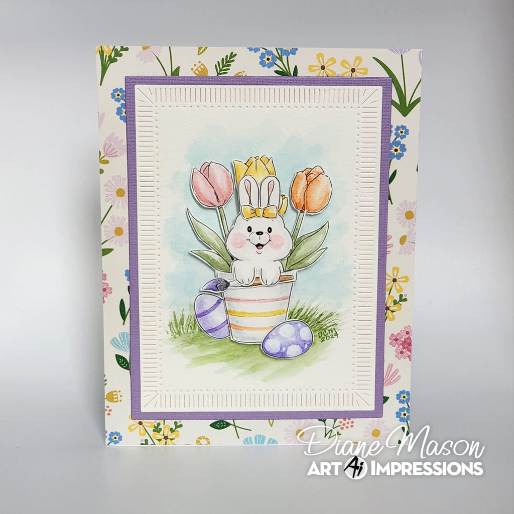 Art Impressions Peeking Bunny Clear Stamps and Dies Set 5870 Bunny Card