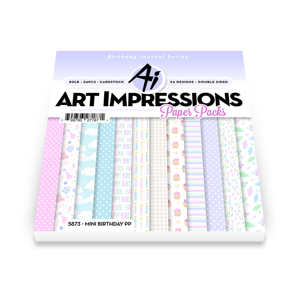Art Impressions Birthday Journal Series 6x6 Inch Double-Sided Paper Pack 5873
