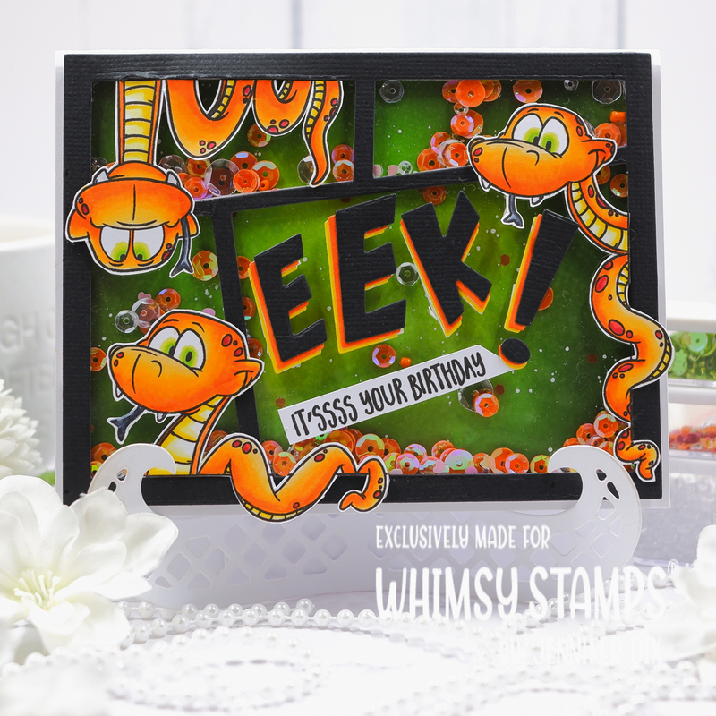 Whimsy Stamps Sassy Snakes Clear Stamp and Die Set red