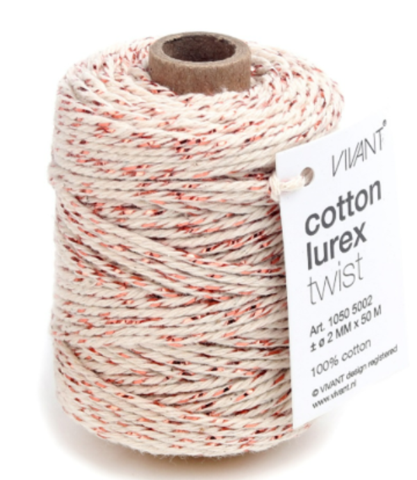 Vivant Lurex Red and Rose Gold Cotton Cord 54.68 yards 1050.5002.29