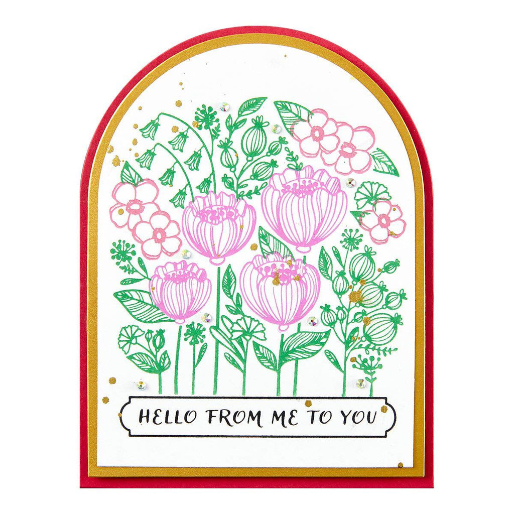 bpr-002 Spellbinders Blooming Garden Press Plates hello