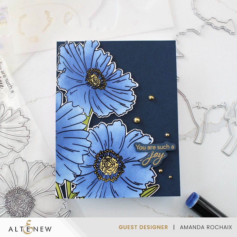 Altenew Build-A-Garden Cheerful Coreopses Add-on Dies alt8454 blue flower
