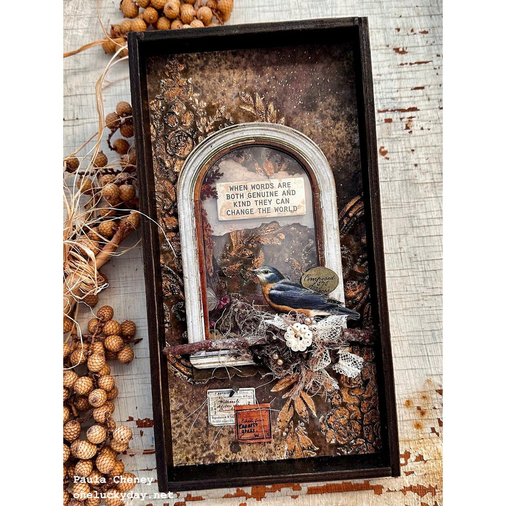 Tim Holtz Distress Scorched Timber January 2024 Oxide Ink Pad And Reinker Bundle Ranger Vignette Tray Project | color-code:ALT04