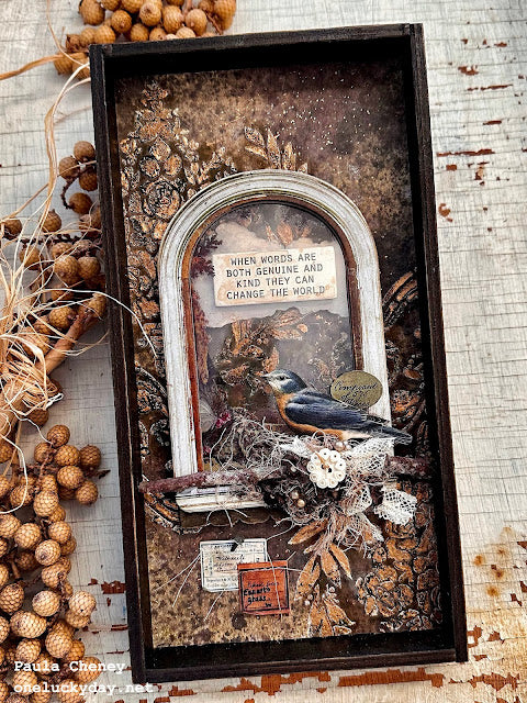 Tim Holtz Distress Oxide Spray Scorched Timber January 2024 Ranger tso83504 Vignette Tray Project | color-code:ALT01
