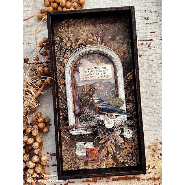 Tim Holtz Distress Embossing Glaze Scorched Timber January 2024 Ranger tde83511 Vignette Tray Project | color-code:ALT01