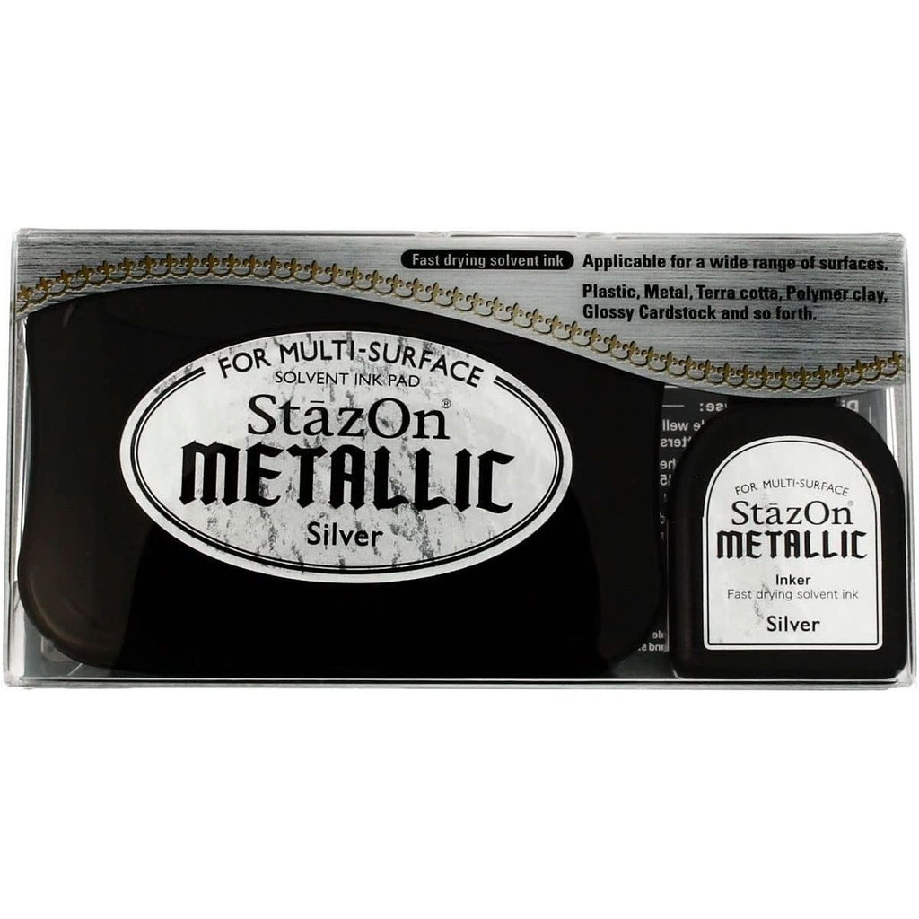 Tsukineko Stazon METALLIC SILVER Ink Pad and Refill SZ-000-192