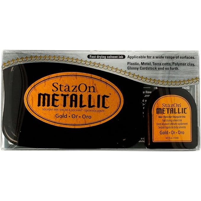 Tsukineko Stazon METALLIC GOLD Ink Pad and Refill sz191