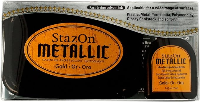 Tsukineko Stazon METALLIC GOLD Ink Pad and Refill sz191