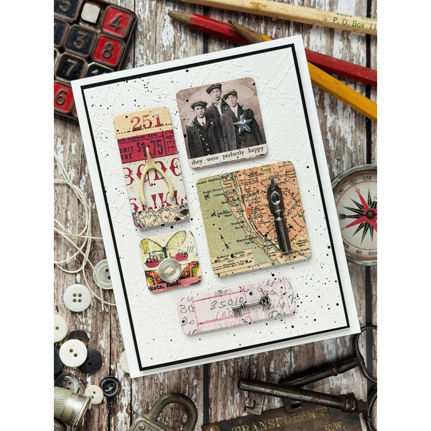 Simon Says Stamp Set of 5 Layering Templates Artful Palette 1124stc Collage Card