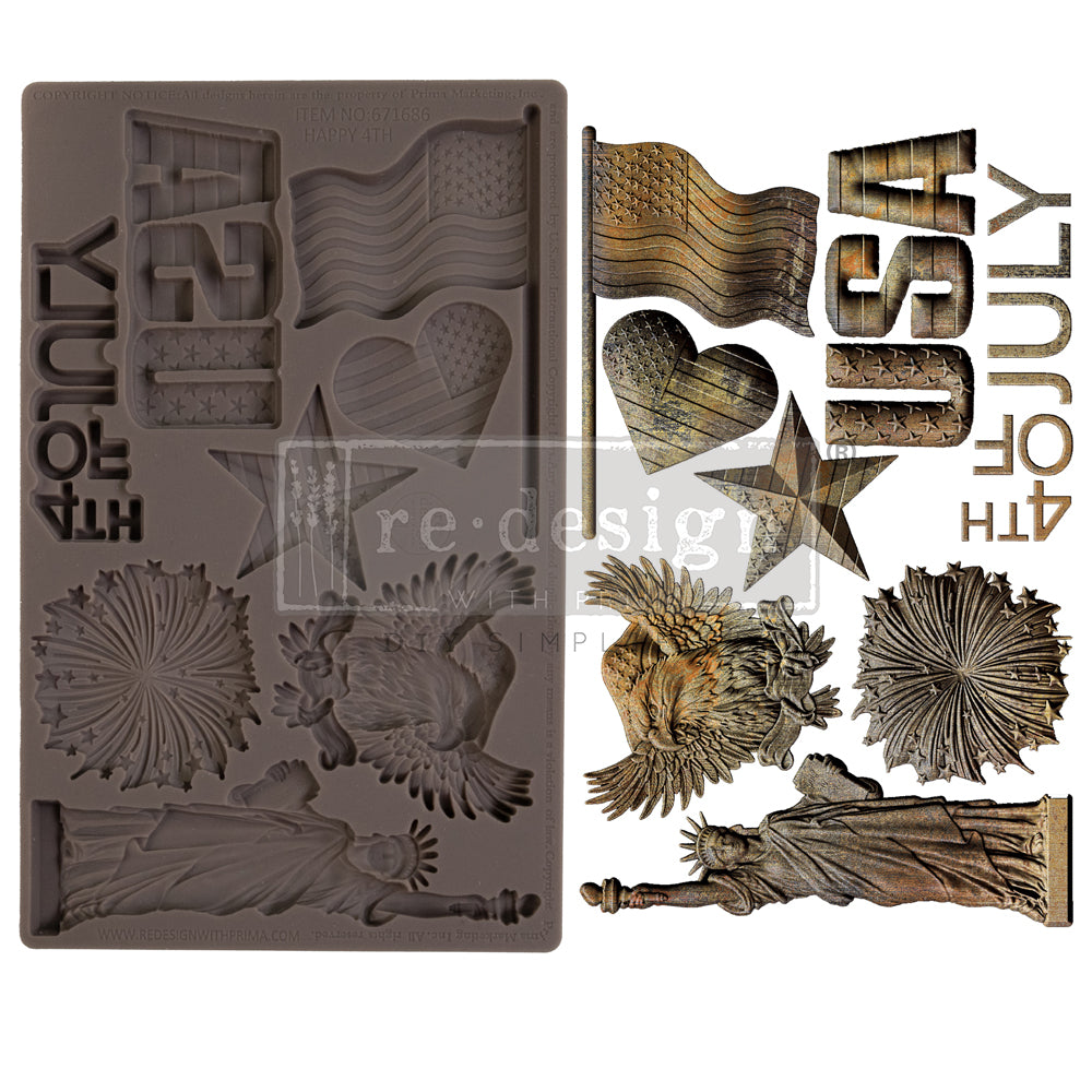 Prima Marketing Happy 4th ReDesign Mould 671686 piece mock ups