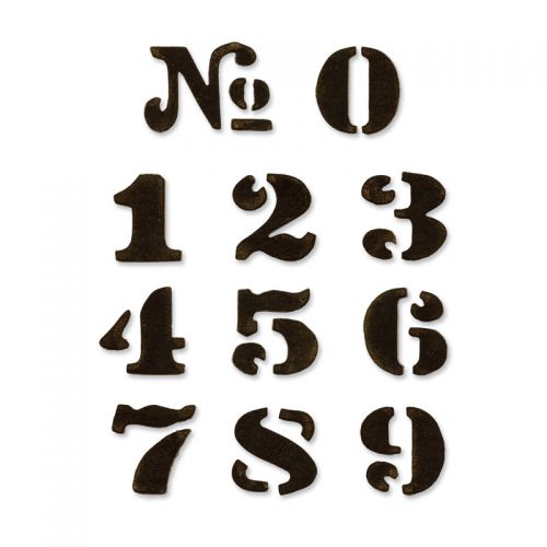 Tim Holtz Sizzix CARGO STENCIL NUMBER SET Dies Movers & Shapers 657841