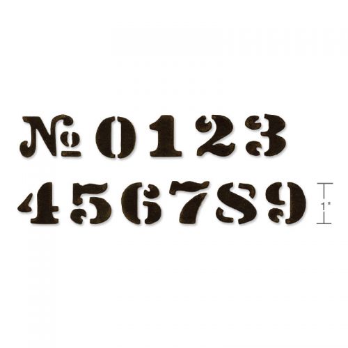 Tim Holtz Sizzix CARGO STENCIL NUMBER SET Dies Movers & Shapers 657841 sizing