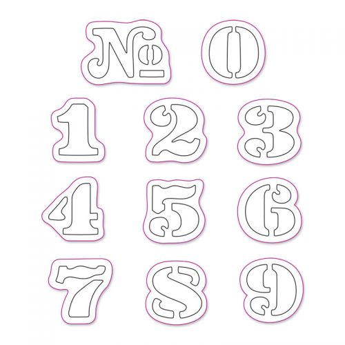 Tim Holtz Sizzix CARGO STENCIL NUMBER SET Dies Movers & Shapers 657841 outline